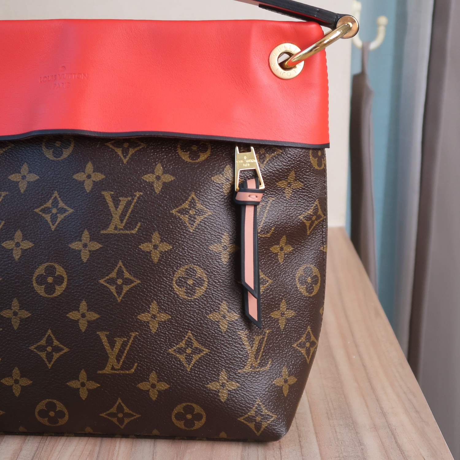 Louis Vuitton Red Calfskin/ Monogram Tuileries Besace Bag