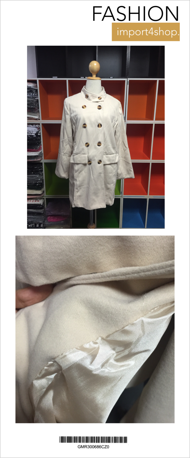 เสื้อโค้ทกันหนาว ทรงยาว โคล่ง แต่งกระดุม 2 แถว ผ้าสำลีผสมสักกะหลาด เนื้อไม่หนามาก บุซับในกันลม นุ่มพร้อมส่ง ครีม เลือกไซส์ที่พร้อมส่งด้านล่างเลยค่ะ