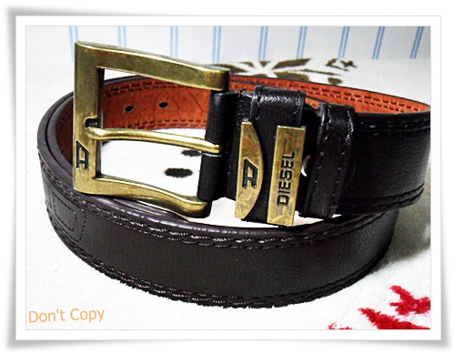 เข็มขัดหนังแท้ diesel หัวสีทองเหลือง J002