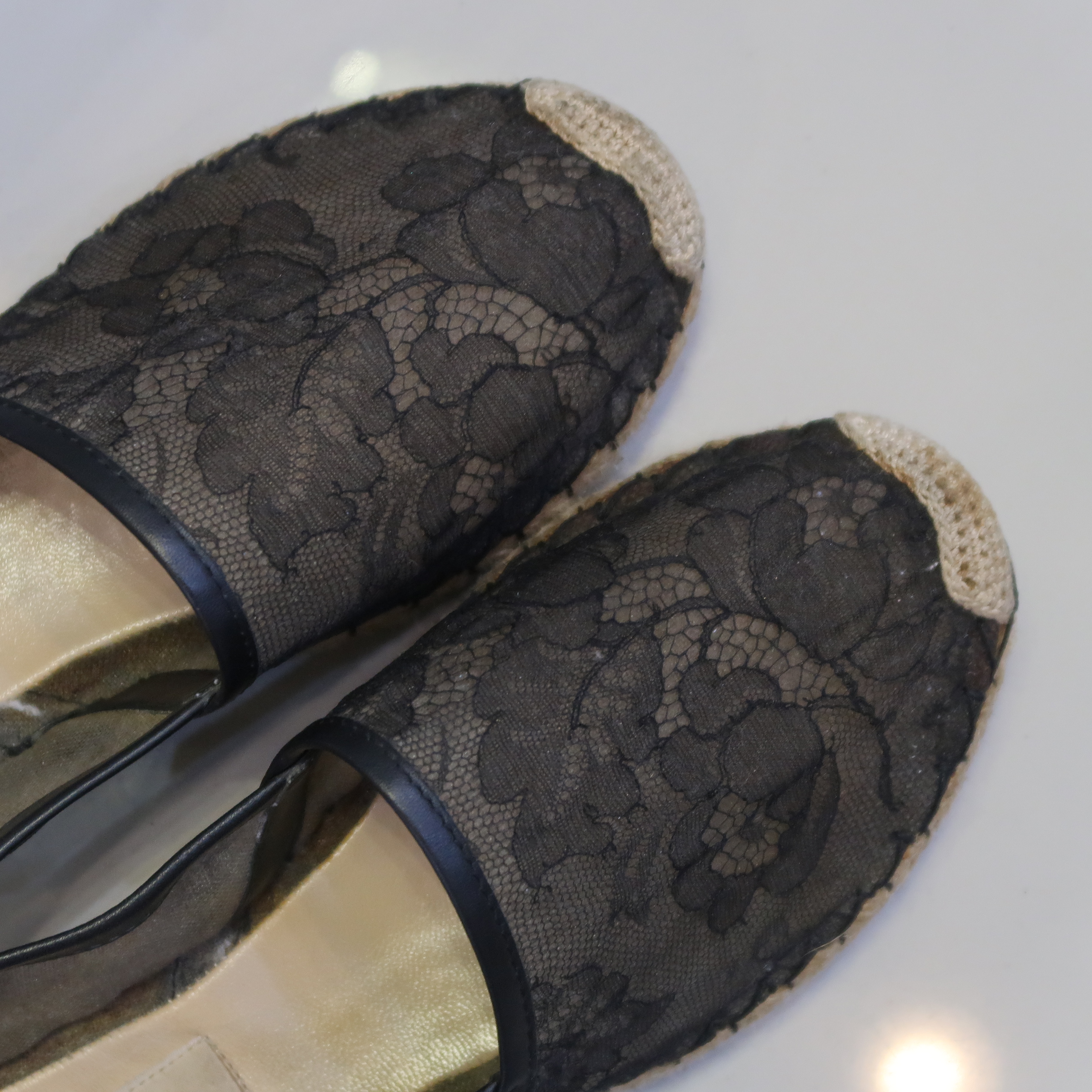 Valentino Black Lace Flat Espadrilles Shoes Size 36