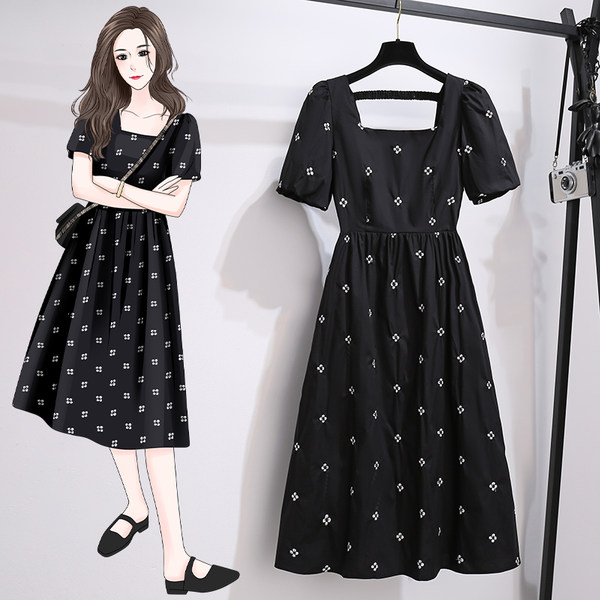 เดรสคนอ้วน เดรสสาวอวบ ชุดเดรสคนอ้วนวัยรุ่นแขนสั้น BY PLUS SIZE Girl