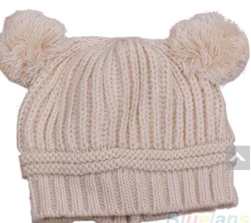 หมวกไหมพรม สำหรับเด็ก มีหู 2 ข้าง น่ารักมาก ๆ ค่ะ สี เบจ no 70342_4