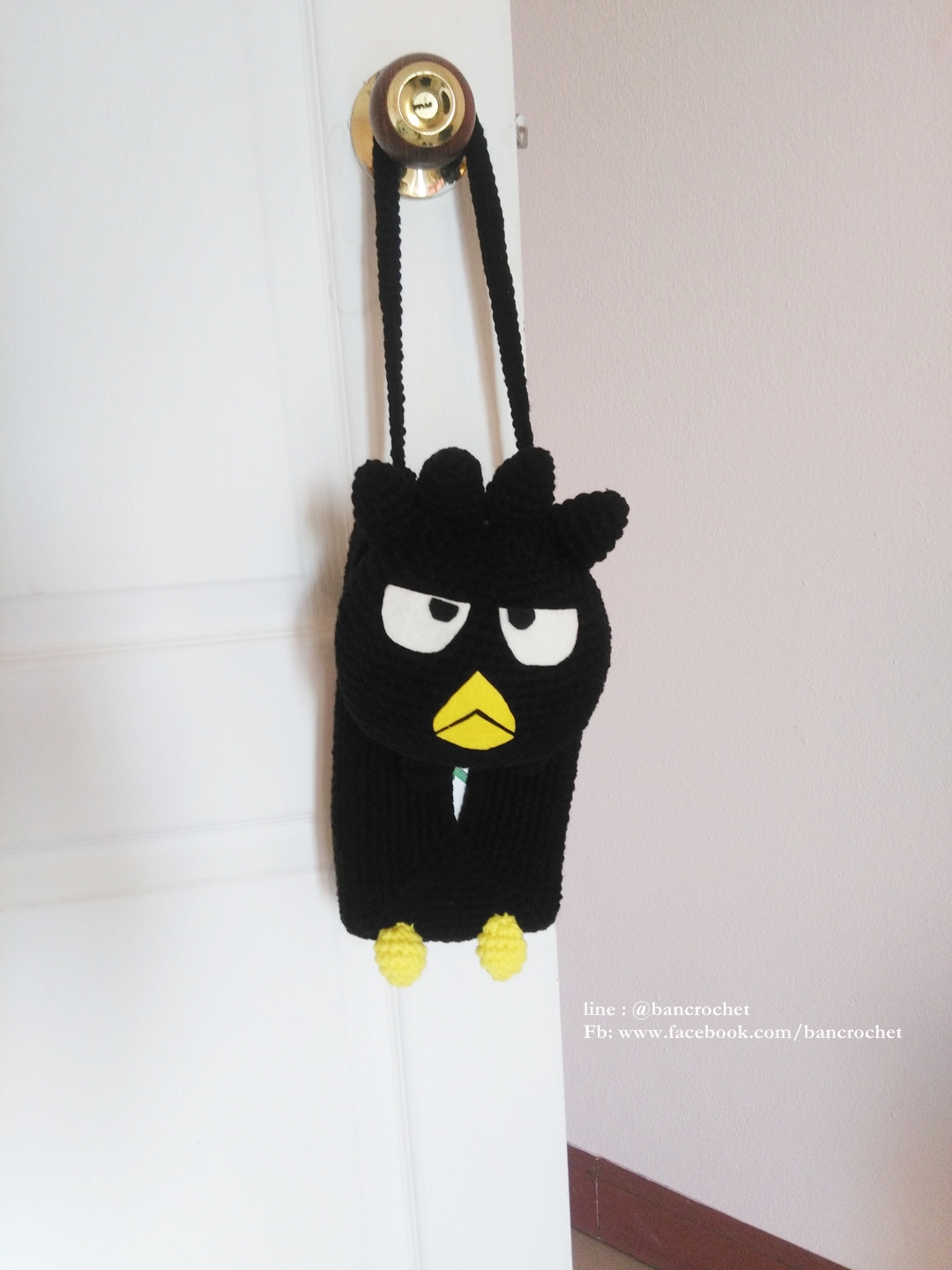 กล่องกระดาษทิชชูถักโครเชต์แบดแบดมารุ (bad badtz maru tissue box crochet cover)