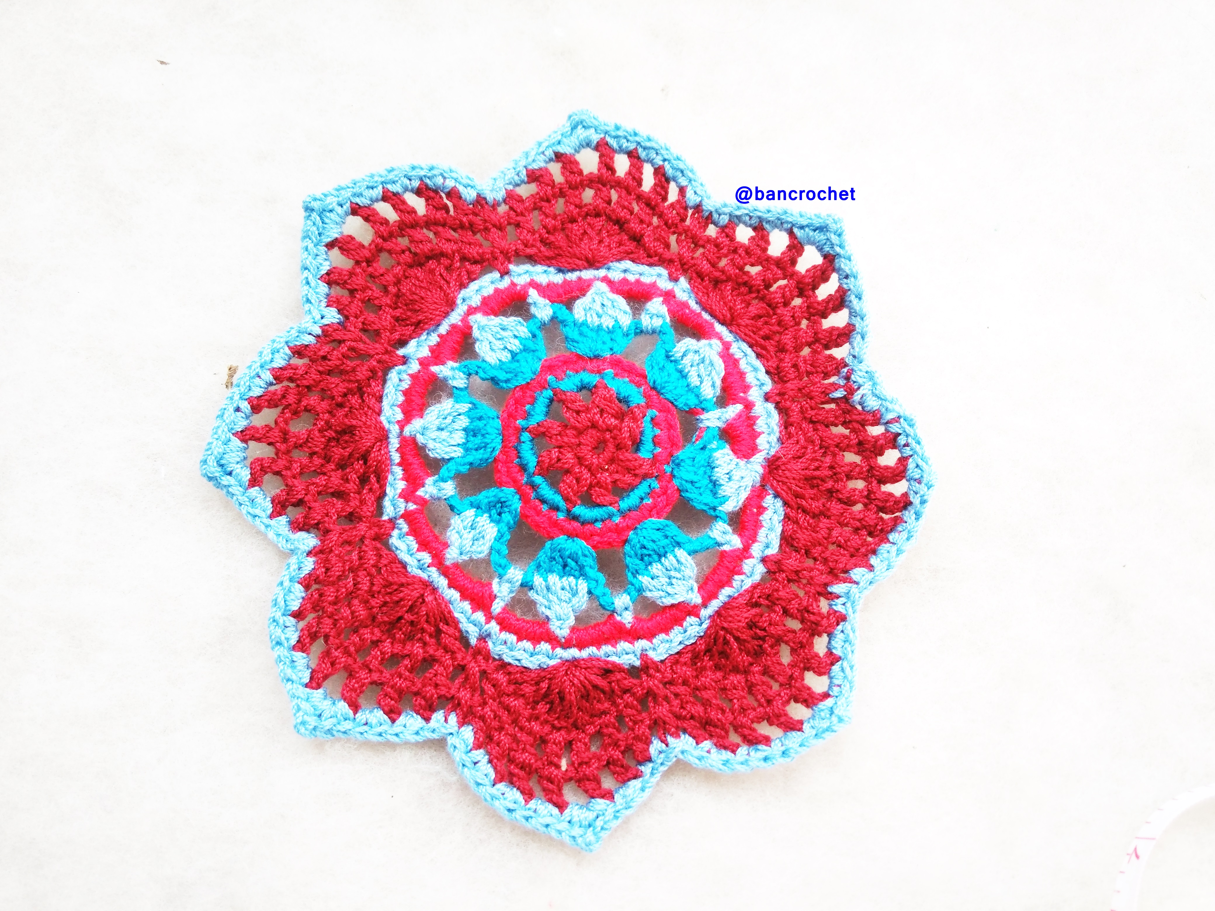 Bancrochet ที่รองแก้วถักโครเชต์ crochet coasters หลากสี 4 นิ้ว