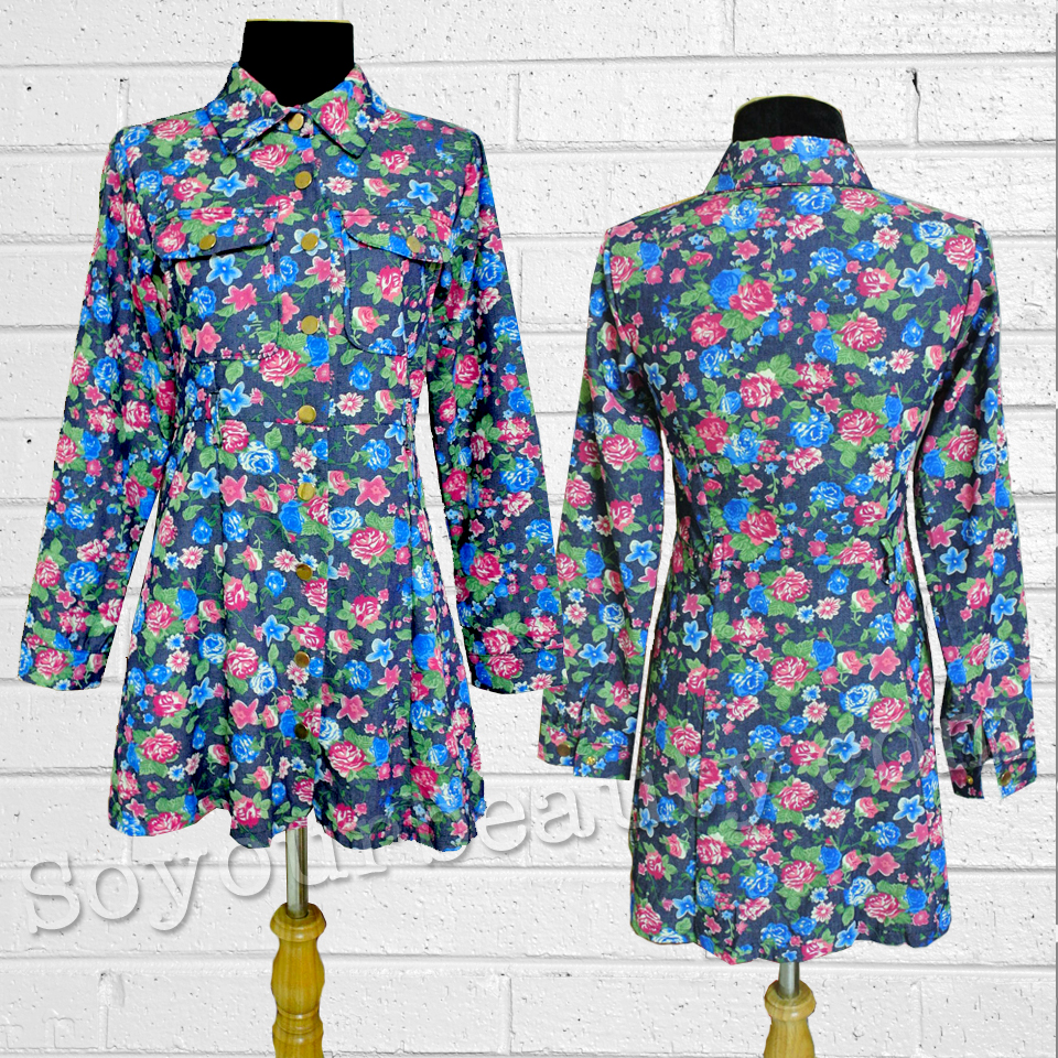 ชุดเดรสสั้นยีนส์พิมพ์ลาย