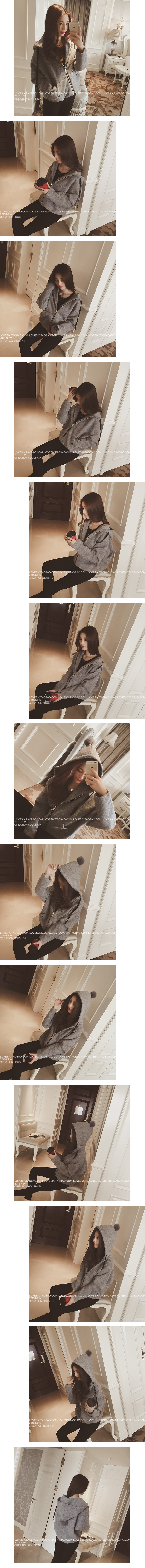 เสื้อกันหนาว ฮู้ดดี้ สีเทา น่ารัก ผ้าสำลี ทรงสั้น แต่งปลายฮู้ดด้วยขนก้อน สาวร่างเล็ก พลาดไม่ได้เลย ผ้าไม่หนามากแต่นุ้มนุ่มค่า