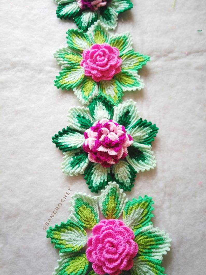 ผ้าปูโตีะถักโครเชต์ Crochet table runner หลากสี 29*127 cm