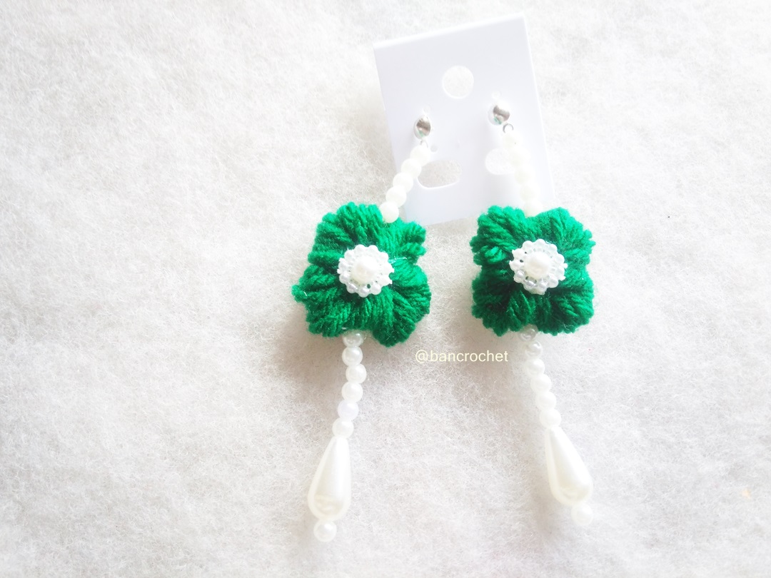 Bancrochet ต่างหูถักโครเชต์ crochet earrings หลากสี 4-6 นิ้ว