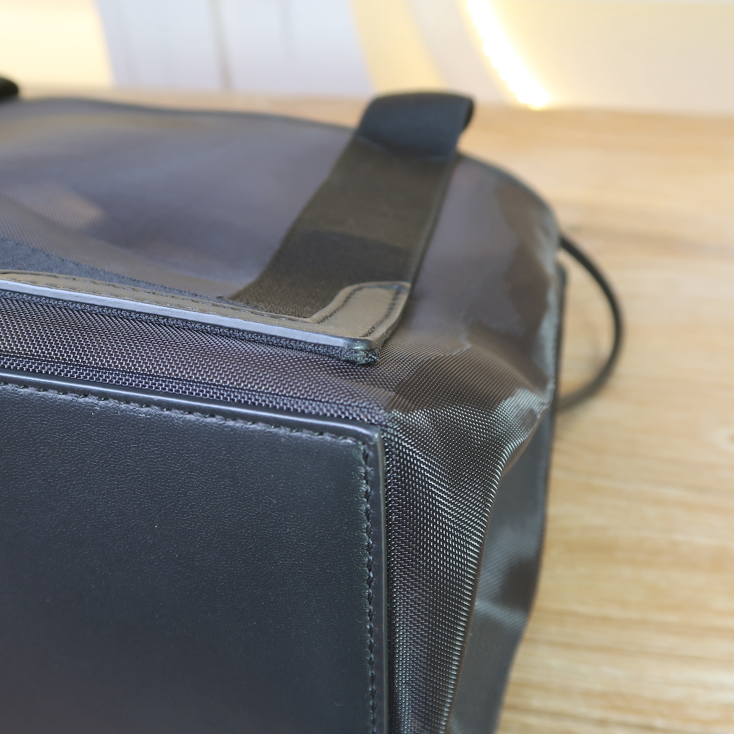 Balenciaga Black Mesh/Calfskin Logo Cabas S Tote Bag