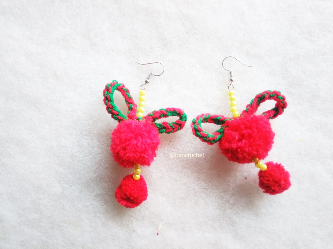 ต่างหูถักโครเชต์คริสมาส crochet christmas earrings หลากสี 4-6 นิ้ว
