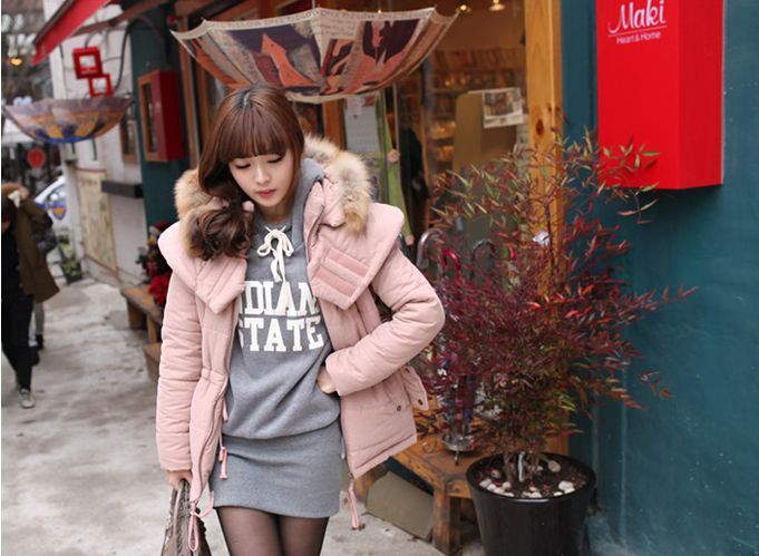 เสื้อโค้ทกันหนาว อุ่นมาก กันหนาวได้ดีค่ะ แต่งขนเฟลอช่วงฮู้ด แบรนด์ RJ STORY แท้ พร้อมส่ง ชมพูหม่น ออกกะปิ