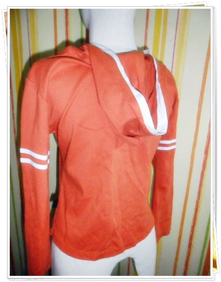 #1118 เสื้อกันหนาว เสื้อแจ๊คเก็ต สีส้ม มีฮูด