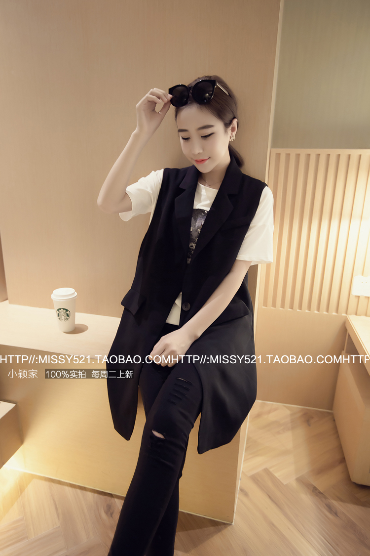 เสื้อคลุมแฟชั่นแขนกุด ตัวยาว เกาหลีมากๆ เรียกได้ว่างานดีแบบเก๋จ้า พร้อมส่งเลยน๊าา ดำ