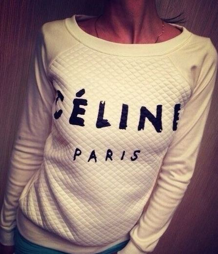 เสื้อยืดผู้หญิง แขนยาว เสื้อยืด แฟชั่น CELINE Paris สีขาว เสื้อยืดคอกว้าง แขนยาว แฟชั่น ยุโรป 163899