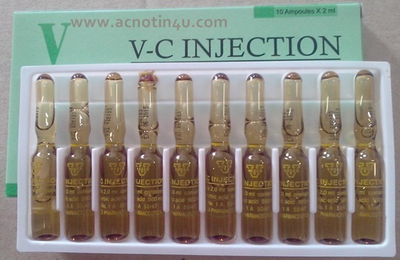 วิตซีกล่องเขียว 1 กล่อง (10หลอด) V-C Injection วิตามินซีเข้มข้น 500 mg.