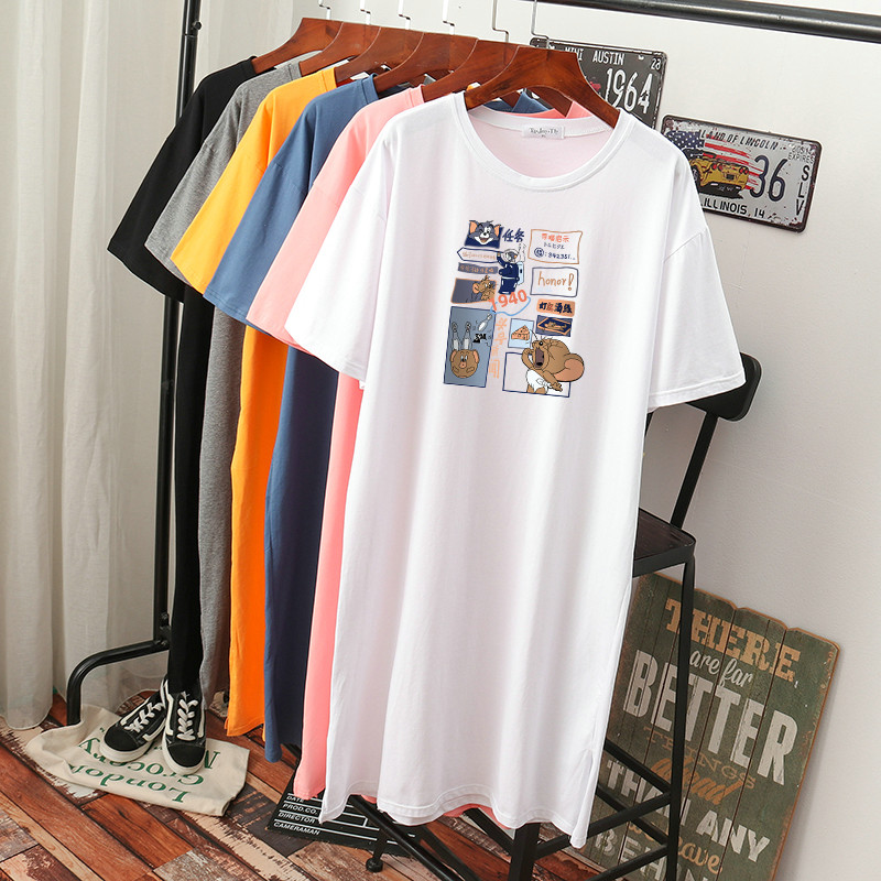 เดรสสไตล์เสื้อยืด S-3XL(อกเสื้อยืด 43- 51 นิ้ว)ใส่สบายๆอยู่บ้าน ใส่นอน