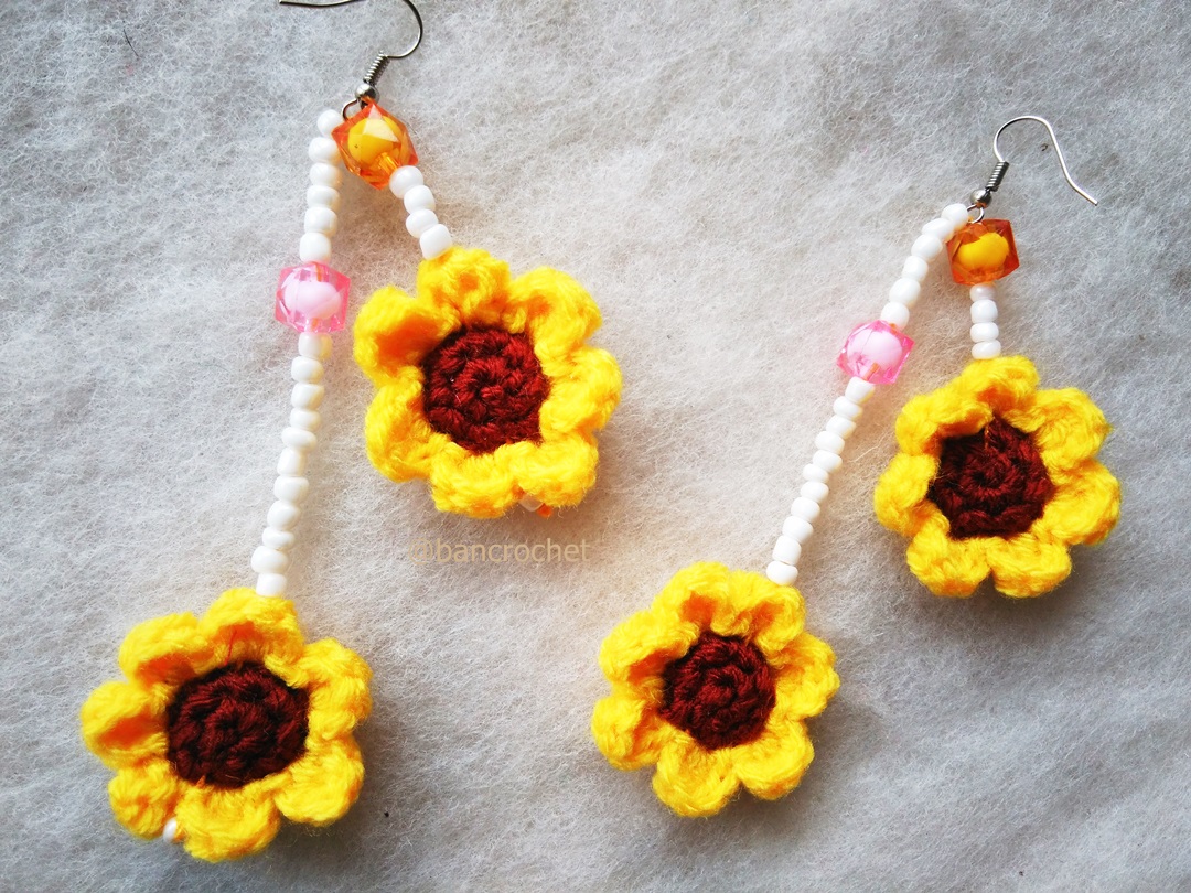 ต่างหูถักโครเชต์ crochet earrings หลากสี 5 นิ้ว