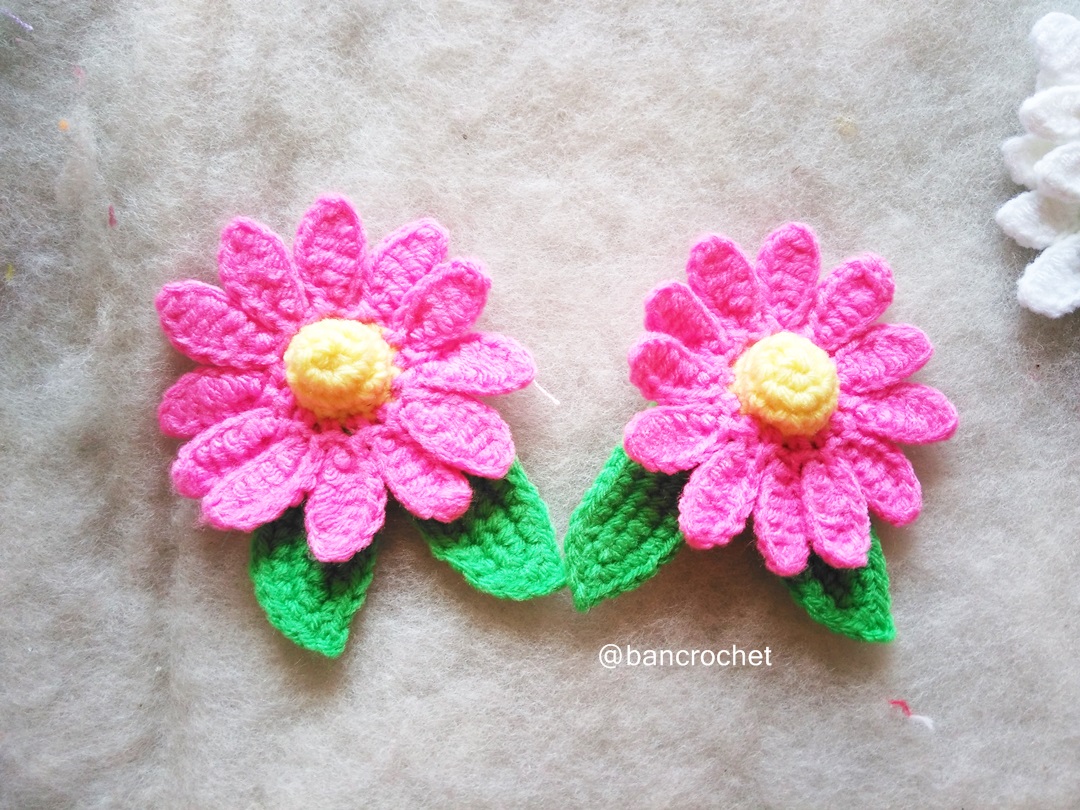 Bancrochet ดอกดาวกระจาย Sulfur Cosmos flowers สีชมพู 3 นิ้ว
