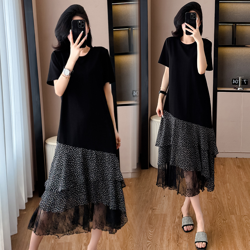 เดรสสีดำ ชุดเดรสคนอ้วน ชุดเดรสสาวพลัสไซส์ XL-5XL