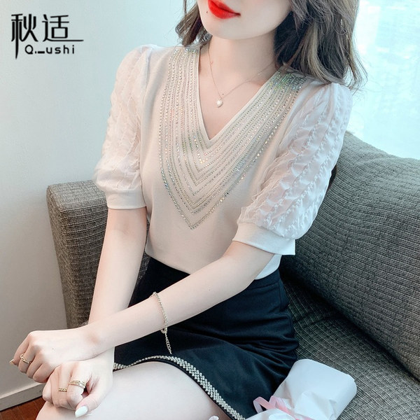 เสื้อลูกไม้ แขนสั้น