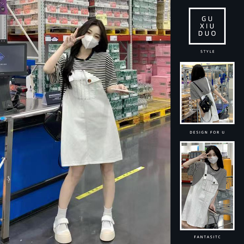 เดรสแขนสั้นมีไซส์L-4XLอก38-47นิ้ว