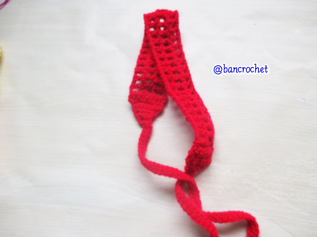 Bancrochet ที่คาดผมถักโครเชต์ crochet headband แดงเข้ม 1.-1.5*13 inch