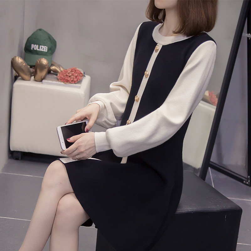 ชุดเดรสคนอ้วนแขนยาว ชุดเดรสคนอ้วนสไตล์เกาหลี เดรสแขนยาว