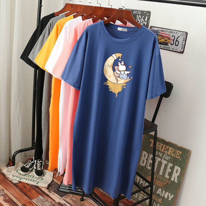 เดรสสไตล์เสื้อยืด S-3XL(อกเสื้อยืด 43- 51 นิ้ว)ใส่สบายๆอยู่บ้าน ใส่นอน