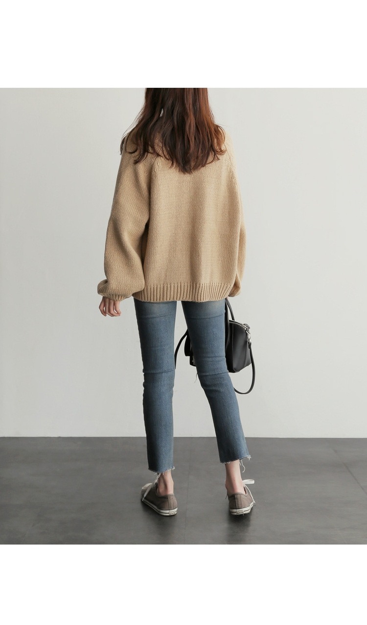 เสื้อคลุมกันหนาว ไหมพรมถัก ตัวสั้นทรงสวย พร้อมส่ง สีครีมน้ำตาล