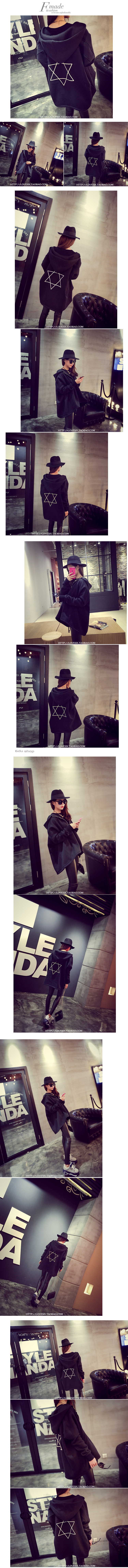 เสื้อคลุมแฟชั่นเกาหลี สำหรับสาวไซส์เล็ก พร้อมส่ง มีฮูด สกรีนลายดาวด้านหลัง ทรงเก๋ๆ ผ้าเนื้อไม่หนา ใส่คลุมชิลๆ ได้เลยค่ะ samepic