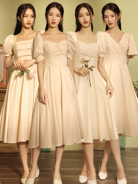ชุดเพื่อนเจ้าสาว ชุดไปงานแต่งงาน ชุดเพื่อนเจ้าสาวสีครีม