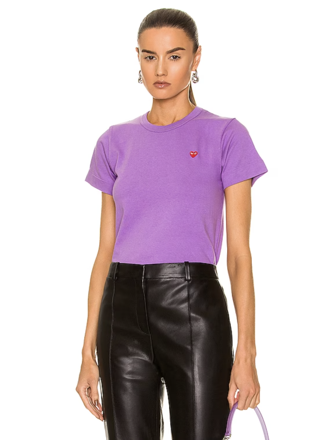 Comme Des Garcons Play Violet Cotton Red Heart Short Tee Size S