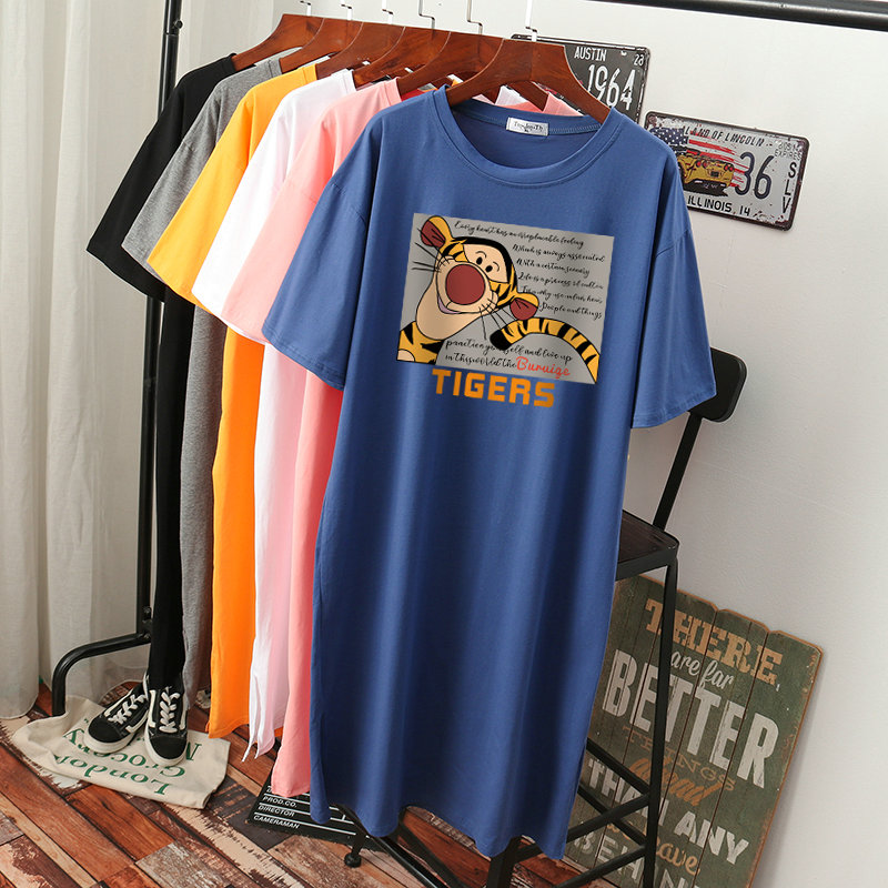 เดรสสไตล์เสื้อยืด S-3XL(อกเสื้อยืด 43- 51 นิ้ว)ใส่สบายๆอยู่บ้าน ใส่นอน