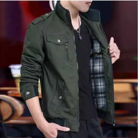 เสื้อแจ็คเก็ต ผู้ชาย แบบเท่ ๆ สีพื้น กระเป๋าเยอะ แบบสวย เสื้อ jacket แขนยาว ใส่เที่ยว กันแดด เท่ ๆ 584942