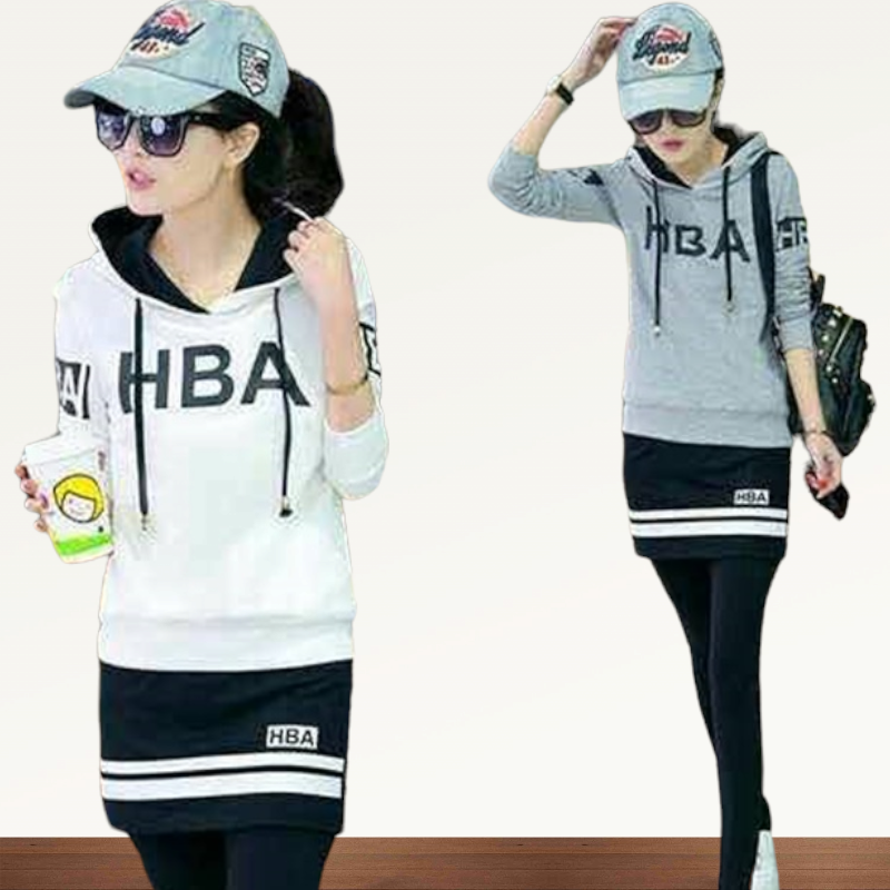 Set_bt1750 ชุดเซ็ทสปอร์ต 2 ชิ้น(เสื้อ+กางเกง) เสื้อฮู้ดแขนยาวสีพื้นสกรีนลายตัวอักษร +กางเกงกระโปรงขายาวเอวยืดผ้าคอตตอนโพลีเนื้อดีนุ่มหนาสวยผ้านิ่มใส่สบาย งานเซ็ทเข้าชุดสุดน่ารัก เท่ๆ คูลๆ ใส่แยกกับตัวอื่นก็สวยจ้า **พร้อมส่งสีเทาสีเดียวค่ะ