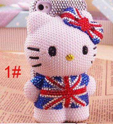 เคส iPhone 6 6plus 5.5inch 4g 4s 5g 5 5c เคส Diy 3 มิติ เคส ติดคริสตัล ไขมุก เพชร ลาย คิตตี้ ตัวใหญ่ ใส่เสื้อ ธงชาติ อังกฤษ 134903