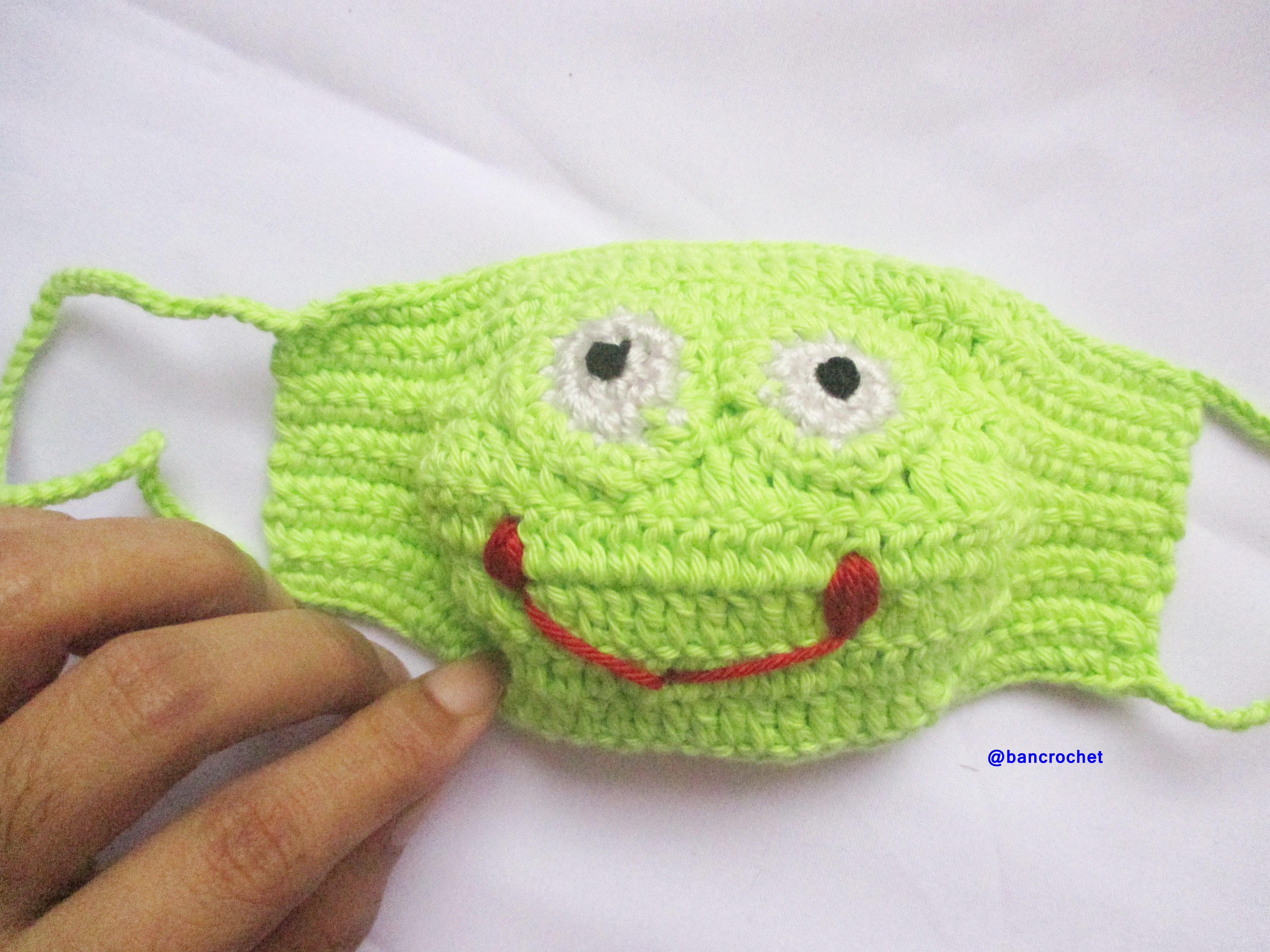 Bancrochet ผ้าปิดจมูกถักโครเชต์ ลายเคโระ Crochet mask fashion หลากสี 4 นิ้ว