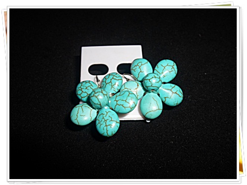 ต่างหู เทอร์ควอยซ์ สังเคราะห์ สีฟ้า รูปดอกไม้ te202