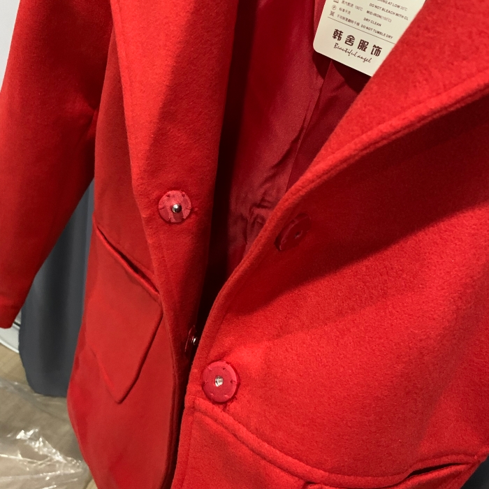 เสื้อโค้ท สไตล์เกาหลี ทรงคลาสสิค ใส่ง่ายเข้ากับทุกชุด กันหนาวได้ดี พร้อมส่ง สีแดง