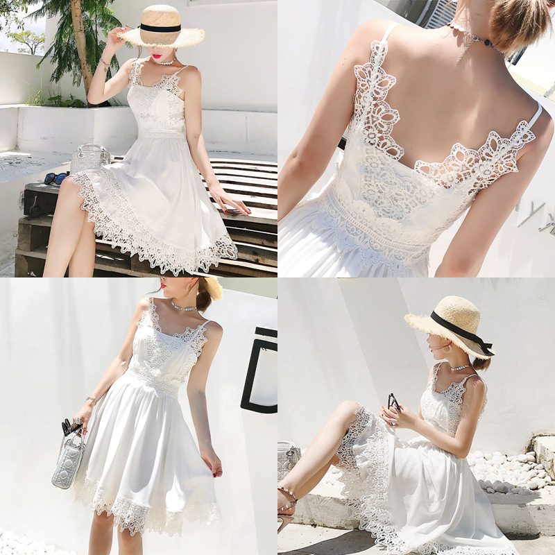 Dress4722 เดรสสายเดี่ยวออกงานประดับลูกไม้ฉลุช่วงอกและเอว ชายลูกไม้สองชั้น ผ้าชีฟองเกรดพรีเมียมเนื้อดี ผ้าดีทรงสวยงานดี