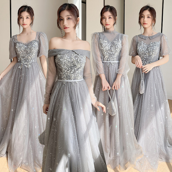 ชุดเพื่อนเจ้าสาวสีเทา ชุดเพื่อนเจ้าสาว ชุดไปงานแต่งงาน