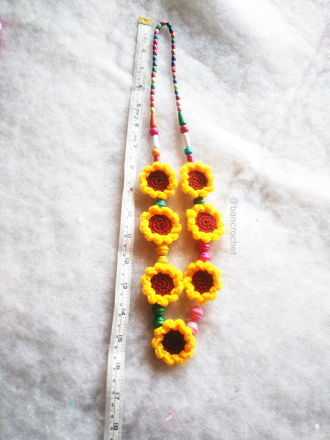 Bancrochet สร้อยคอุถักโครเชต์ necklace crochet สีเหลือง 16 นิ้ว