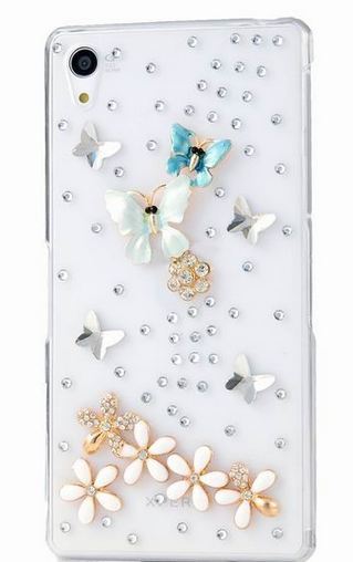 เคส SONY Xperia Z2 D6503 D6502 เคส 3 D แบบ Diy ติด คริสตัล รูปดอกไม้ และ ผีเสื้อ เคส เก๋ ๆ ไม่ซ้ำแบบใคร ติดเพชร วิ้ง ๆ 101572_1