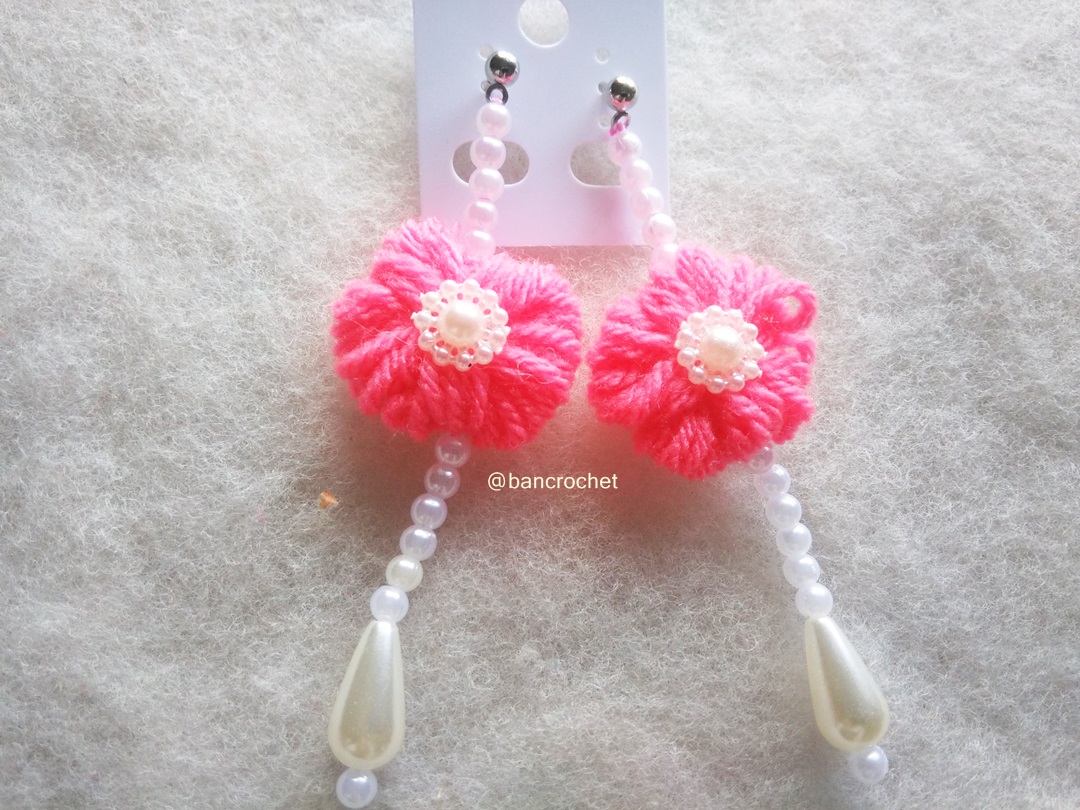 Bancrochet ต่างหูถักโครเชต์ crochet earrings หลากสี 4-6 นิ้ว