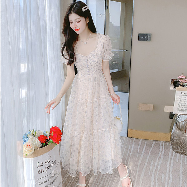 เดรสลูกไม้ เดรสชีฟองสวยๆ แขนสั้น By Meiyi women's clothing