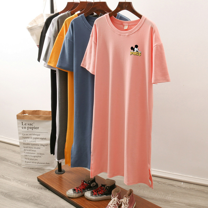 เดรสสไตล์เสื้อยืด S-3XL(อกเสื้อยืด 43- 51 นิ้ว)ใส่สบายๆอยู่บ้าน ใส่นอน