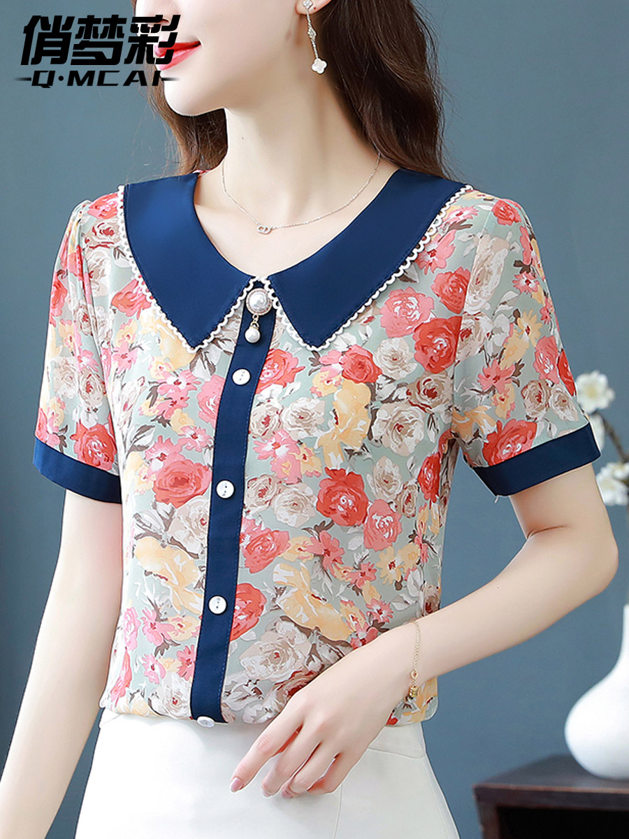 เสื้อชีฟอง เสื้อแฟชั่นสุภาพสตรีวัยผู้ใหญ่ มีไซต์ อก34นิ้ว-43นิ้ว