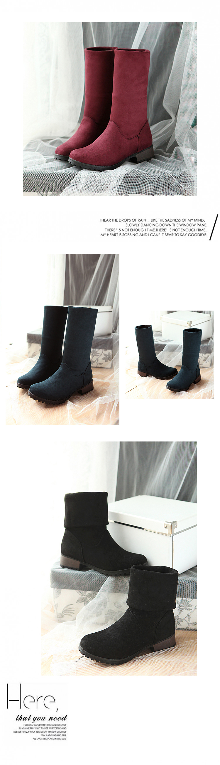 Boots รองเท้าบูท หนังกำมะหยี่สีดำ ใส่ได้ทั้งแบบสั้นและแบบยาว ด้านในเป็นกำมะหยี่นุ่มๆ งานดีเหมือนแบบค่ะ