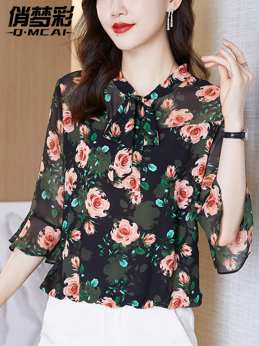 เสื้อชีฟอง เสื้อแฟชั่นสุภาพสตรีวัยผู้ใหญ่ มีไซต์ อก34นิ้ว-43นิ้ว