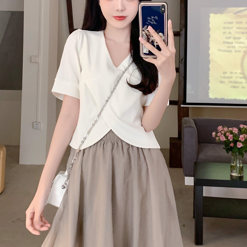 เดรสแขนสั้นมีไซส์L-4XLอก38-47นิ้ว
